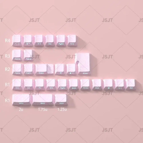 31BA 136PCS Pink Keycaps Set Side Backlit Characters PBT Keycap Set Enhances Typing For Mechanical Keyboards